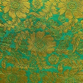 GREEN YELLOW FLOWERS Seidenjacquard aus Vietnam